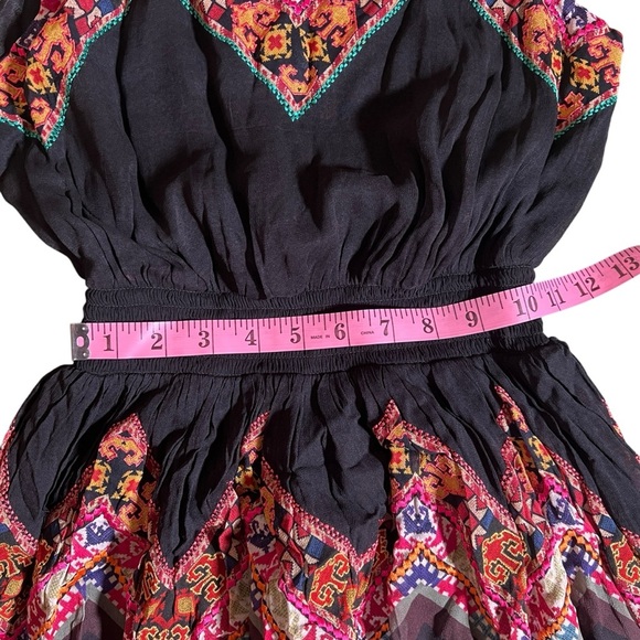 Anthropologie Tanvi Kedia Black Embroidered Bohemian A-Line Dress Size 2 - Picture 6 of 12
